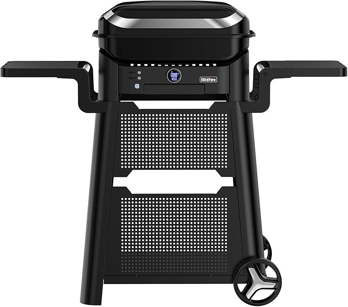 Volteq Smart Electric Grill with Cart - 1500W 650°F No Smoke Indoor/Outdoor BBQ Digital Control &amp Meat Probe Perfect for Apartment Balcony Patio Deck