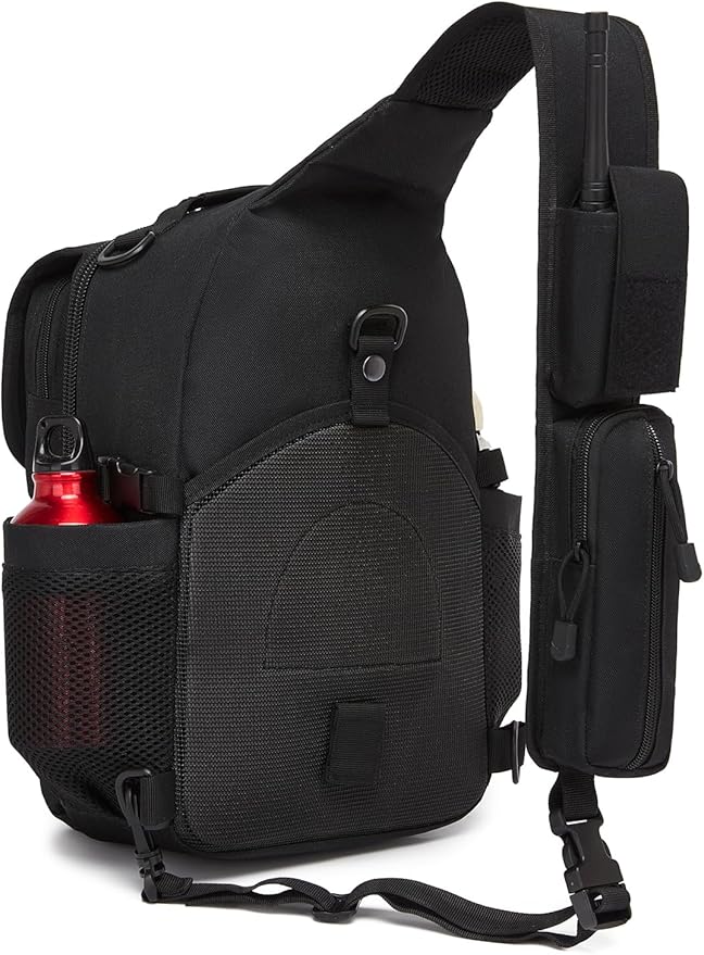 ATBP Tactical Crossbody Bag Holster Shoulder Backpack 6 Elastic Slots Water Bottle Holder Carrier Accessories Pouch 15L