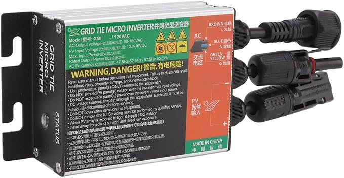 Diydeg 180W MPPT Grid Tie Micro Inverter for 12V Solar Panel Home Use System DC to AC Micro Inverter Solar Micro Inversor (GMI-120L-AC110V)