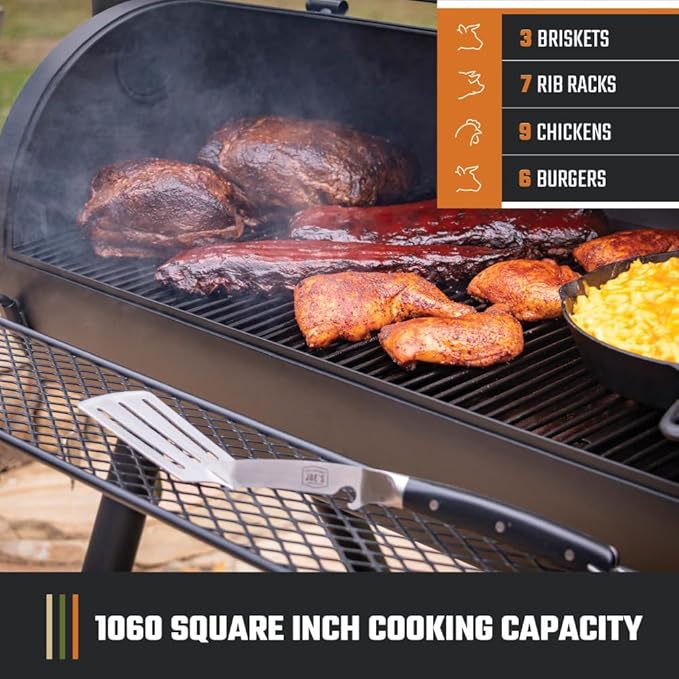 Oklahoma Joe's Longhorn Offset Charcoal Smoker and Grill with 1060 sq. in. Cooking Area in Black Offset Smoker Grill