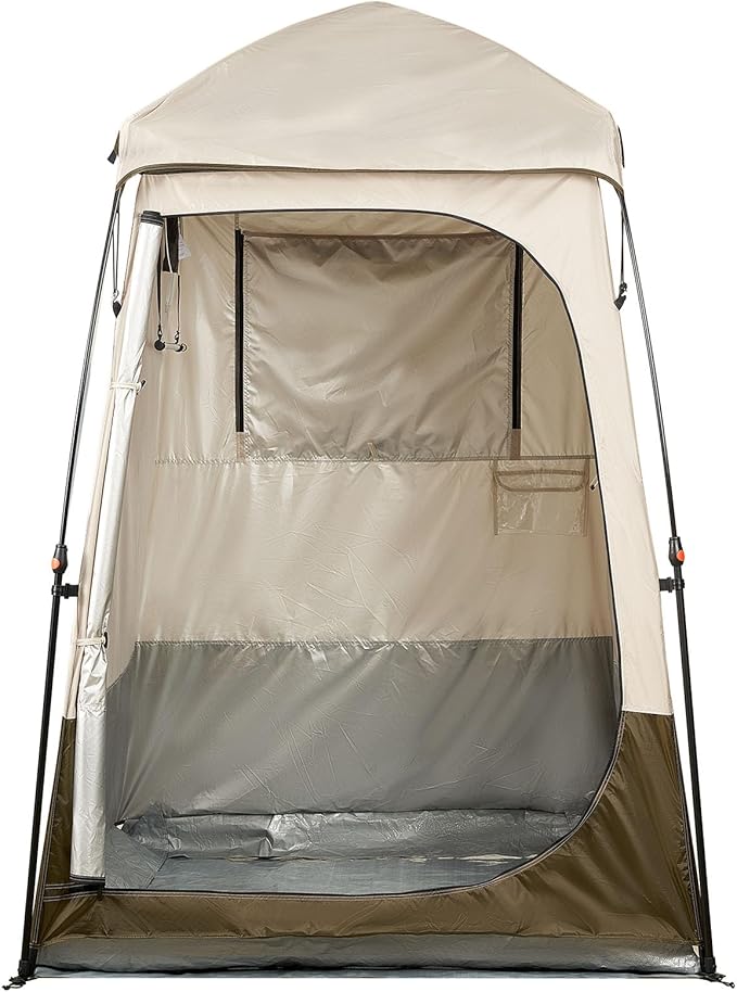 VEVOR Camping Shower Tent 1 Room Foldable Privacy Tent Changing Room with Ground Stakes Ropes Carry Bag and Crossbar 210D Oxford Fabric with Silver Coating for Camping Beach and Fishing