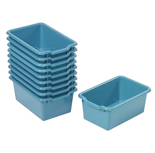 ECR4Kids Scoop Front Storage Bins Multipurpose Organization Turquoise 10-Piece