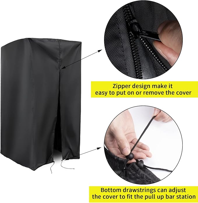 Protective Cover for Pull Up Bar Station Waterproof&amp Dustproof Cover for Power Tower/Pull Up Dip Station-Indoor or Outdoor - 42L x 40W x 64H