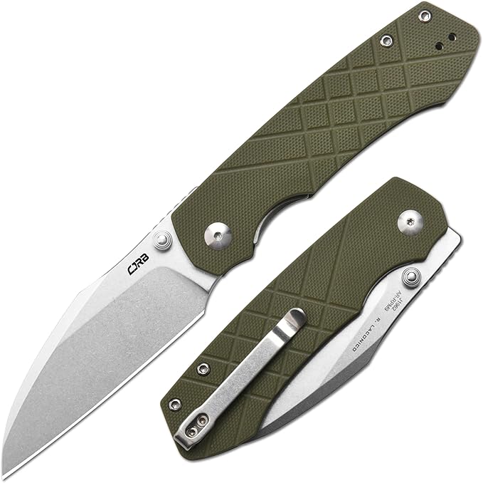 CJRB Kestrel Folding Knife 3.31'' AR-RPM9 Steel Blade G10 Handle EDC Knife for Outdoor Survival Camping Hiking Designed by Ray Laconico(J1962 Green)