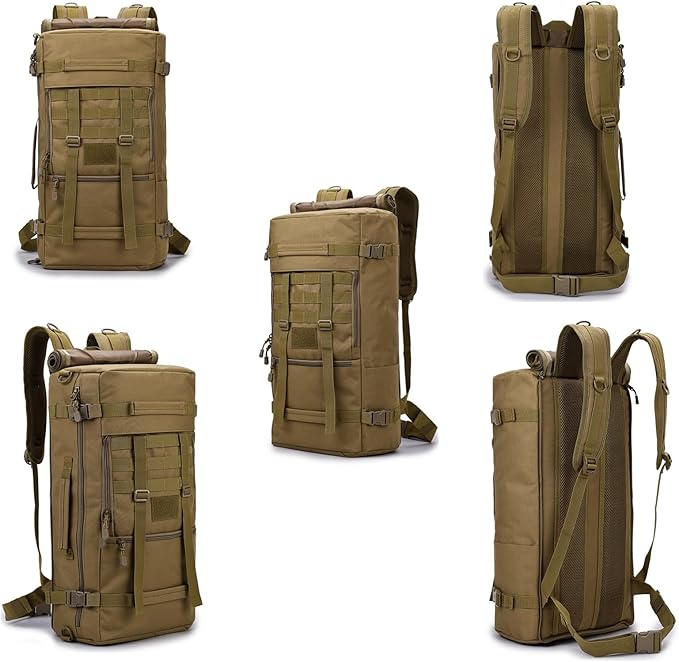 Military Tactical Backpack 55L Extra Large Waterproof Outdoor Hiking Backpack Men's Camping Backpack Hiking Duffel Bag for Hunting Hiking Fishing Climbing Travel Deserts (Color : D)