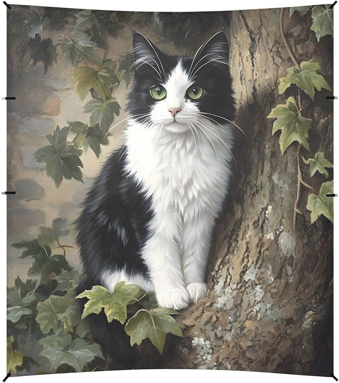 ALAZA Black and White Cat Beach Tent Sun Shelter Portable Canopy Sunshade for Outdoor Camping Picnics Backyard Fun 10x9 ft