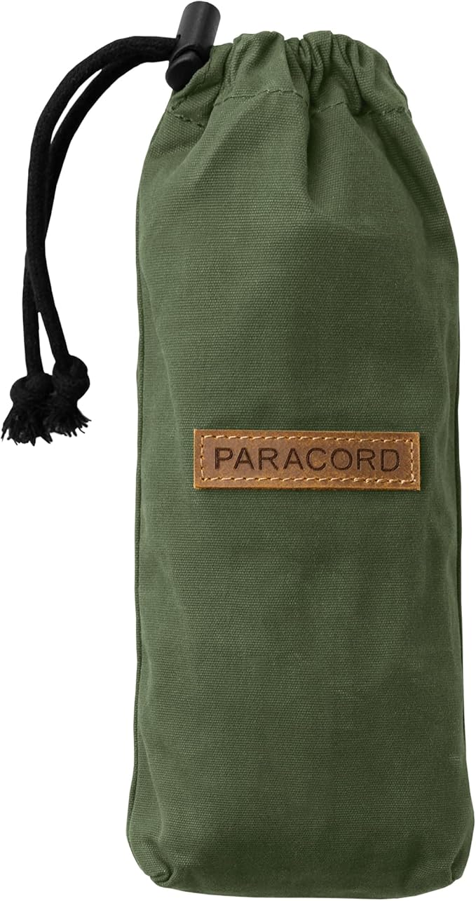 SurvivorCord Bag - Canvas Bushcraft Bag with MOLLE Strap to Hold Up To 100ft SurvivorCord - Waxed Canvas Paracord Pouch - Bushcraft for Hiking Mushroom Foraging Camping - Olive-Drab