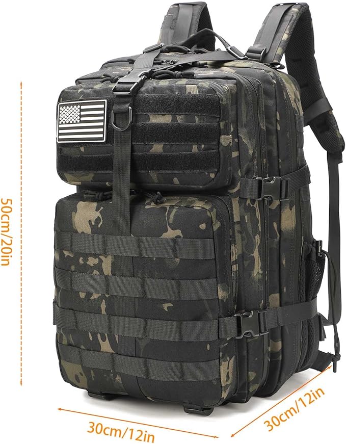 Tactical Backpack for Men Military Backpacks with Gun Holster Bug Out Bag 3 Day Assault Pack Large Molle Gun Backpack Pistol Bag of Handgun Black Camo