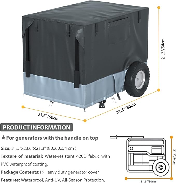 Generator Running Cover Compatible with Generac XT8500EFI GP3600 and Similar Size Generators - Can Be Used While Running