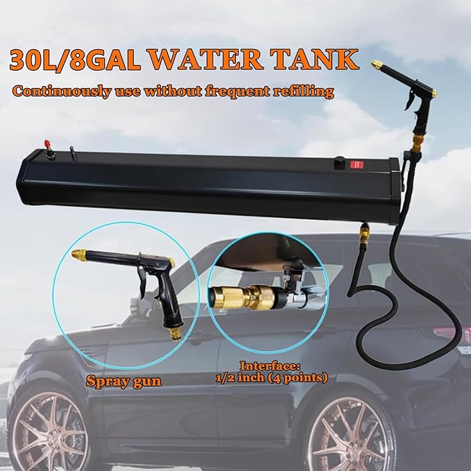 Portable Pressurized Water Tank with High Pressure Spray Gun for Camping and Off-Road Shower