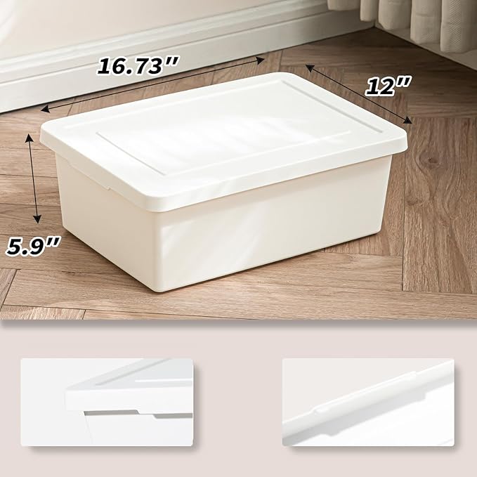 Yishyfier 15 Quart Stackable Plastic Storage Bins with LidsStorage Container for Organizing Storage Boxeswith Handle for Shelves Cube Storage Bin for CraftSnacks (white2L)