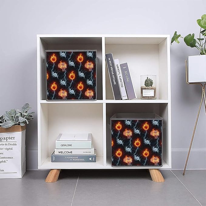 Convenient Closet Organizer Bins Cool Water Fire Basketball Foldable Storage Cubes for Clothes Shoes Neat Storage Solution