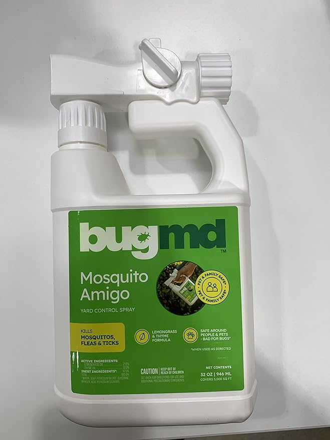 BugMD Mosquito Amigo Ant Killer &amp Bug Spray - Outdoor Roach Cockroach and Spider Killer Fly and Insect Defense Natural Plant-Based Formula Safe with Essential Oils