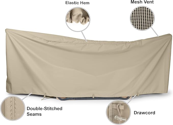 Covermates Elite Hammock Cover – Weather-Resistant 300D Polyester with Double-Stitched Seams Adjustable Buckle Straps &amp Lightweight All-Weather Protection 188W x 58D x 20H Khaki