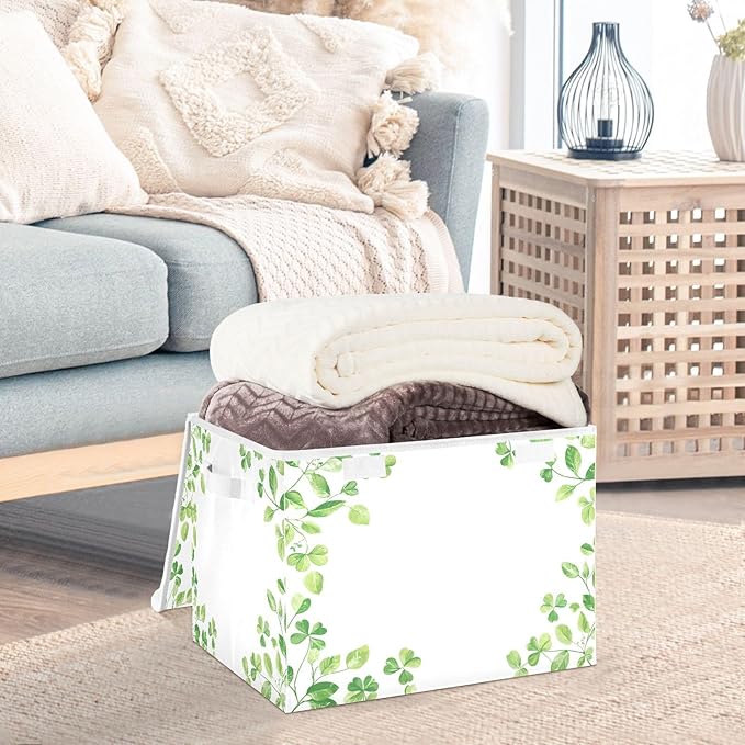 St. Patrick's Day Background Fabric Storage Bins with Lids and HandleFoldable Storage Bins with LidsCloset Organizers for Clothes Storage Room Organization Office Storage Chest Organizer