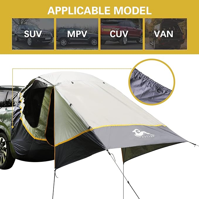 SUV Tent Car Awning UPF 50++ with Portable Waterproof Storage Bag Tear-Resistant Large Space Good Vision Smooth Ventilation Suitable for Outdoor Beach Camping Auto Canopy Shade…