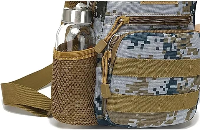 Tactical Shoulder Bag Men Hiking Backpack Nylon Outdoor Hunting Fishing Molle Trekking Sling Bag(Khaki)