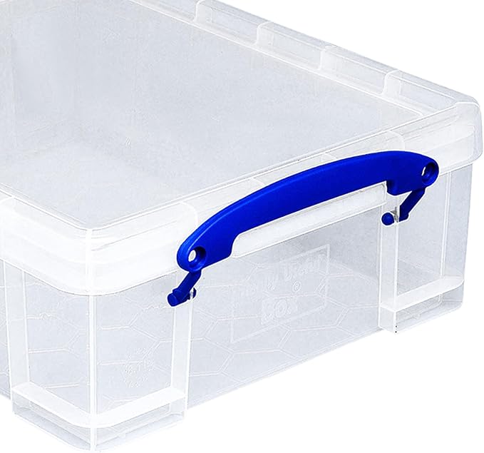 Really Useful Box 4 Pack Storage Bins Clear Plastic Stackable Organizing Totes 8.1 Liter