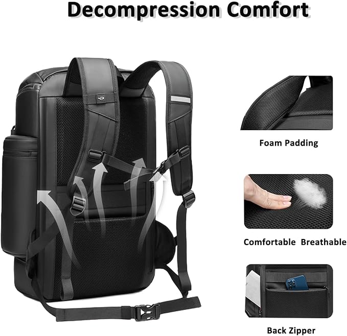Travel Backpack Women Men Waterproof Outdoor Sports Backpack Large Hiking Backpack Laptop Backpack 50L Large Capacity Trekking Outdoor Activity Bag Black