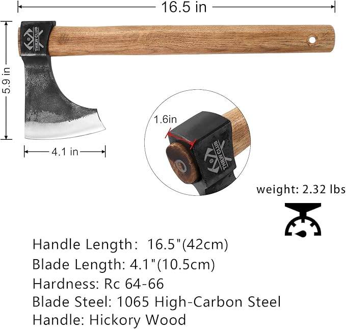 Professional Throwing Axe 16.5 Throwing Tomahawk with 1065 High Carbon Steel &amp Hickory Wooden Handle Perfect for Axe Throwiing Game Competition and Recreation Gift for Men
