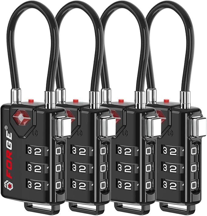 TSA Approved Cable Luggage Locks Re-settable Combination with Alloy Body