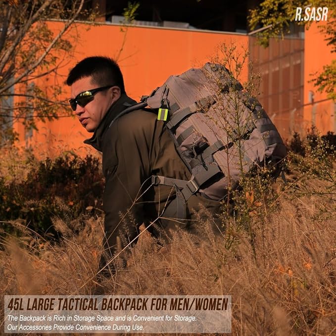45L Tactical Backpack for Men Women Military Assault Pack with MOLLE Large 3 Day Bug Out Bag for Hiking Camping