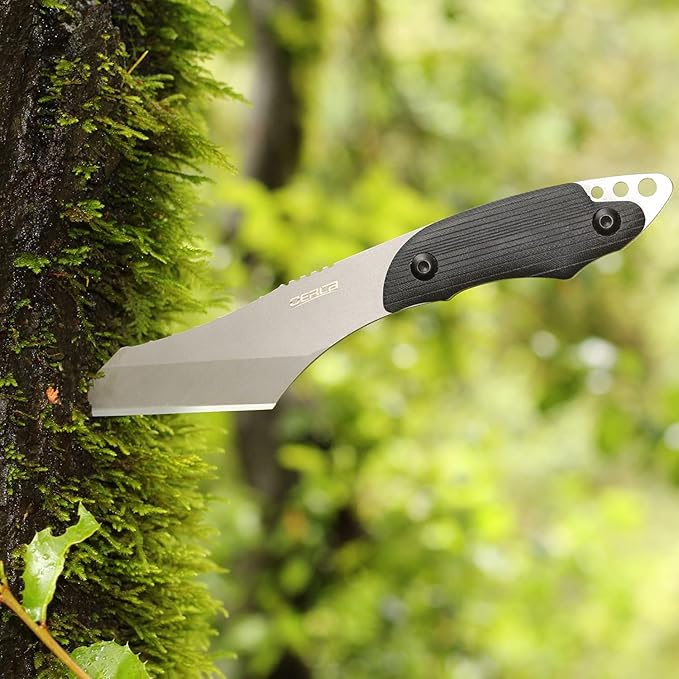 OERLA TAC OL-0022P Python Fixed Blade Outdoor Duty Straight Knife - Full Tang 420HC Stainless Steel Field Camping With G10 Handle Waist Clip EDC Kydex Sheath (Black)
