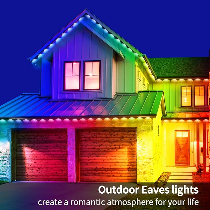 295ft permanent outdoor light RGB Smart outdoor eave lights with APP &amp Remote Controltimed Music synchronisation IP67 waterproof LED eave lightsuitable for partyHalloweenChristmasrooftopgar