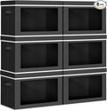 Homsorout Collapsible Storage Bins with Lids - Stackable Storage Containers with Window 6 Pack Fabric Organizing Bins for Closet Home &amp Office Organization Baskets Black 14.9 x 9.8 x 9.8