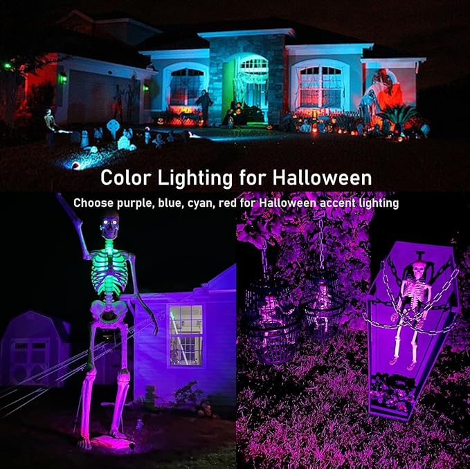 TOVEENEN Color LED Outdoor Landscape Spotlight - 120V 12W Waterproof Spot Lights for Christmas Halloween Yard House 2 Pack