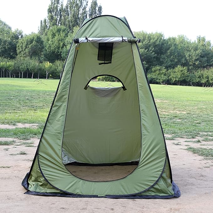 1-2 Person Portable Pop Up Shower Privacy Shelter Tents with 3 Windows Waterproof UV Protection Picnic Camping Fishing Shelter Tent Outdoor Dressing Room Beach Isolation Sun Shelter (Green)