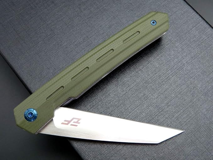 Eafengrow EF946 Folding Knife D2 Steel Blade G10 Handle EDC Tool Knives for Camping Hiking Survival Outdoor (GREEN)