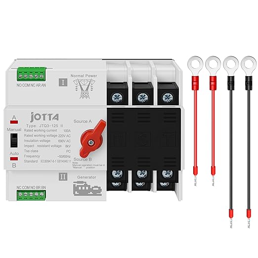 Dual Power Automatic Transfer Switch 3P 100A 220V PC Type Electrical Selector Switches 50/60Hz Mini ATS Auto/Manual Transfer Switches for Generator Uninterrupted Power Supply Matched Device