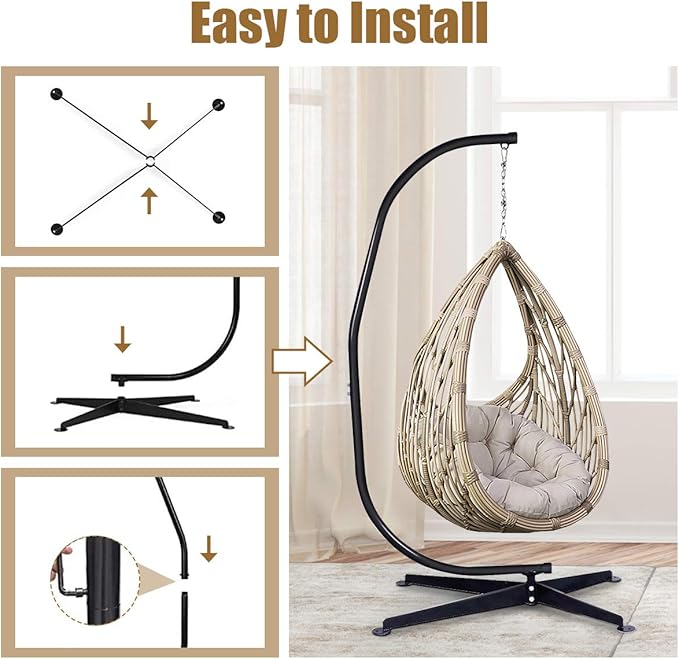 RELAX4LIFE Hammock Stand Heavy Duty Portable &amp Detachable C Stand for Hanging Hammock Air Porch Swing Chair Outdoor &amp Indoor Usage