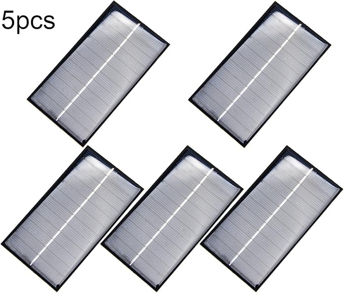 Fielect 5Pcs 6V 1W Mini Solar Panel Polysilicon Small Solar Cell Panel Module DIY Electric Toy Materials for Battery Power LED 110x60mm
