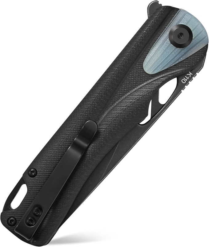 Sitivien ST165 Folding KnifeK110 Steel Blade with G10 Handle EDC Tool Knife Pocket Knife for Outdoor CampingHikingFishing(Black)