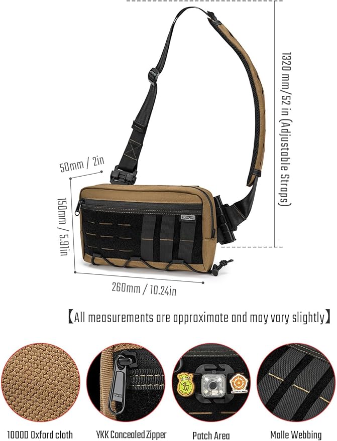 TACTICAL_GEEK L3C EDC Sling Bag Crossbody Shoulder Bag Multipurpose Daypack Chest Backpack Casual Sling Bag for Men &amp Women (Coyote Tan)