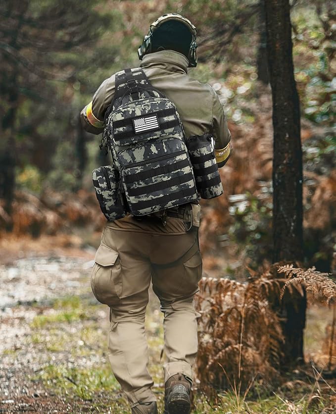 CVLIFE Tactical Sling Bag Backpack for Men Military Shoulder Sling Bag Molle Army Assault Detachable Tactical Bag with Bottle Holder Concealed Carry Daily Day Pack Work Bag for EDC Hiking Shadowstand