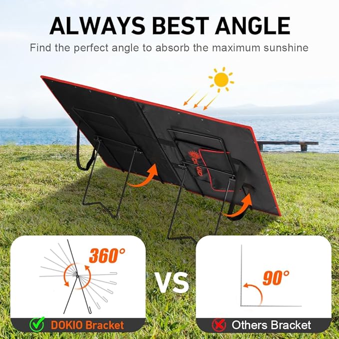 DOKIO Adjustable Tilt Solar Panel Bracket – Portable Stainless Steel Stand for Foldable Panels Quick Angle Adjustment Lightweight for RV Camping Balcony
