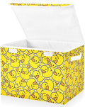 Storage Box Yellow Duck Cartoon Closet Storage Bins with Lids Foldable Oxford Fabric Storage Box for Home Bedroom Closet Office (16.5x12.6x11.8 in)