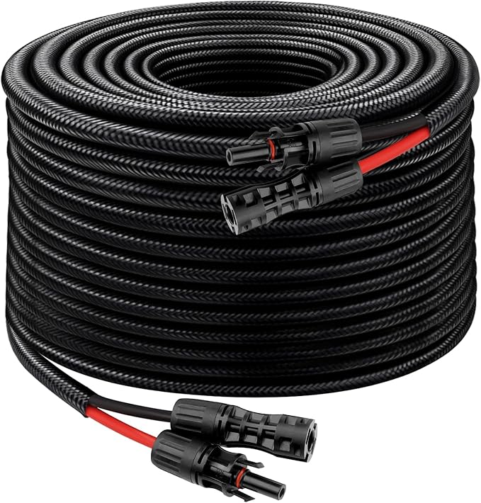 XRDS -RF Solar Cable 100FT 8AWG Solar Extension Cable with Male &amp Female Solar Connectors Flame-Retardant Protective Sleeving Solar Panel Cable Weatherproof PV Wire for Solar Panel Connection