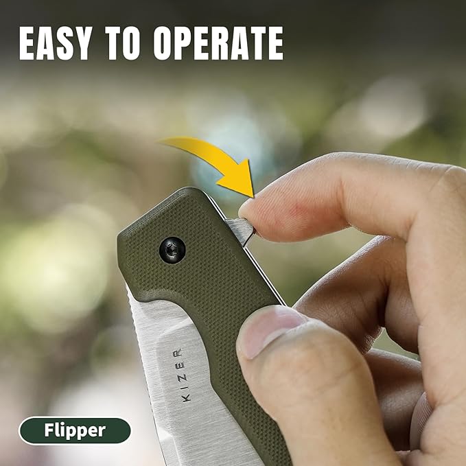 Kizer Nice Guy Pocket Folding Knife 2.84” D2 Steel Blade knives G10 Handle Small EDC Knife Liner Lock Flipper Knife for Men Women Sharp Camping Hiking Hunting Survival Knife V3011M2