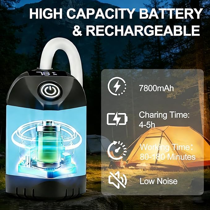 B013 Portable Shower Pump for Camping – 7800mAh Long-Lasting &amp Quiet Outdoor Shower with LED Display IPX8 Waterproof Outdoor Shower for Pet Bath Car Wash &amp RV