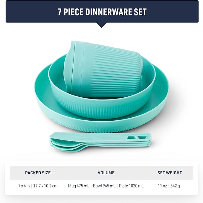 Sea to Summit Passage 1-Person Camping Dinnerware Set Plate Bowl Mug Utensils
