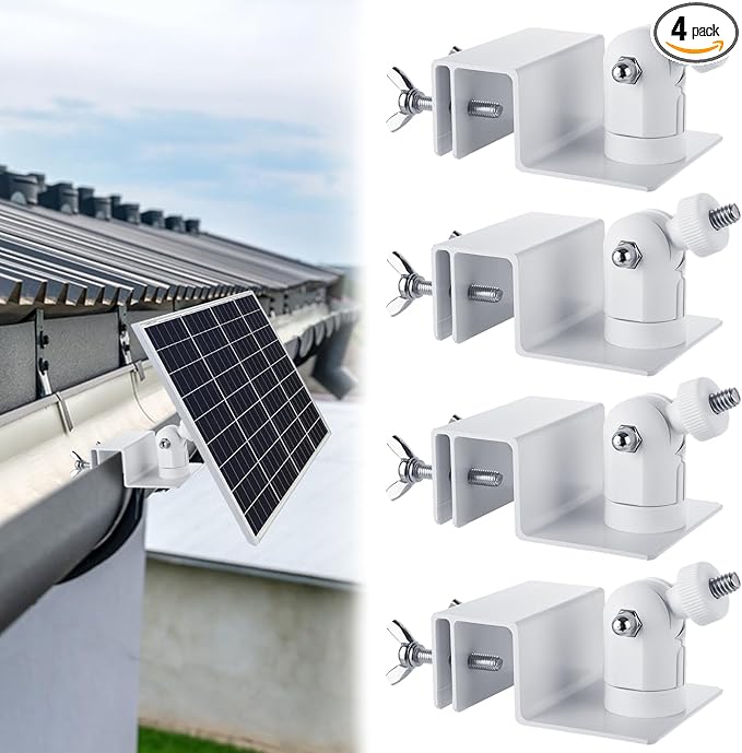 4 Pack Gutter Mount Compatible for Ring Solar Panel Universal Solar Panel Ring Gutter Mount for Arlos Arlo pro Arlo pro2 Reolink Cams and Other Solar Panel