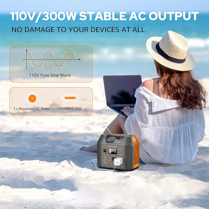 Enginstar Solar Generator 296Wh Portable Power Station 110V Pure Sine Wave 80000mAh Backup Battery Power Supply for CPAP Outdoor Camping Traveling and Emergencies