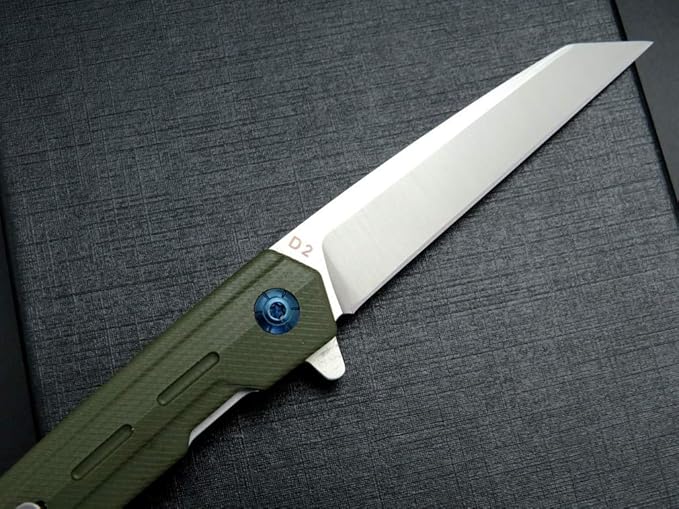 Eafengrow EF946 Folding Knife D2 Steel Blade G10 Handle EDC Tool Knives for Camping Hiking Survival Outdoor (GREEN)