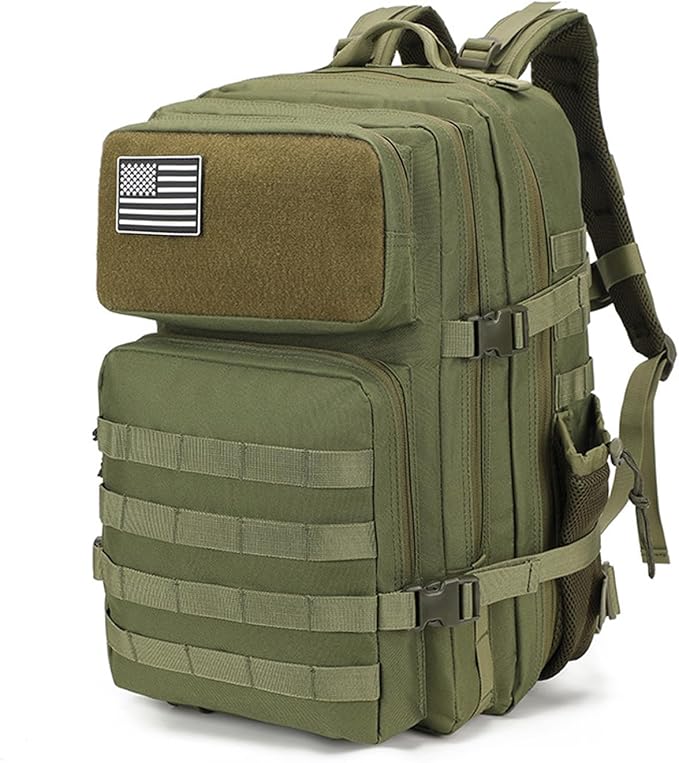 Military Tactical Backpack for Men and Women 45L Large Rucksack Army 3 Day Assault Pack Molle Backpacks (Army Green)