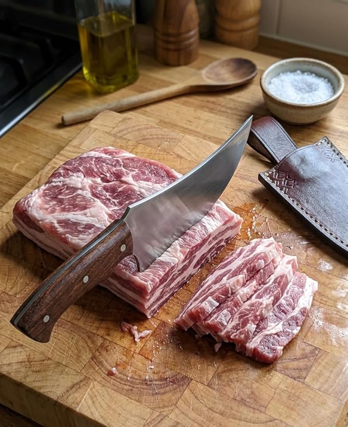 Handmade Premium Hunting Knife 12” Overall-7.5” High Carbon Steel FixBlade-4.5” Rosewood Handle Grip-With Leather Sheath-Multi Purpose Slicing Meat&ampvegetablesCampingSkinningHunting.M98HN