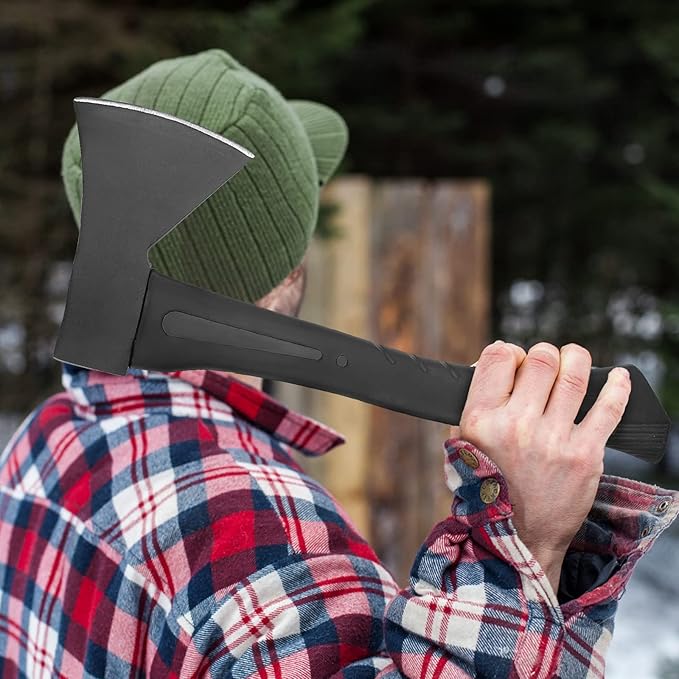 Hitdudu Camping Hatchet 2Pack 14 Camping Axe + 13 Camping Hatchet Forged Carbon Steel Heat Treated Hand Maul Tool with Sheath